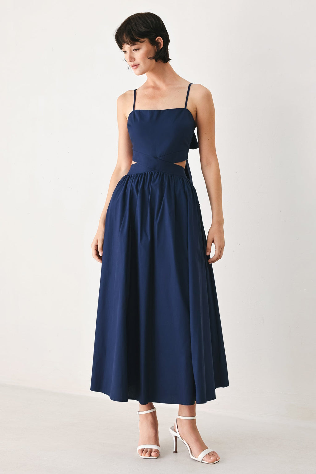 THE RIVIERA NIGHTS WOVEN MIDI DRESS