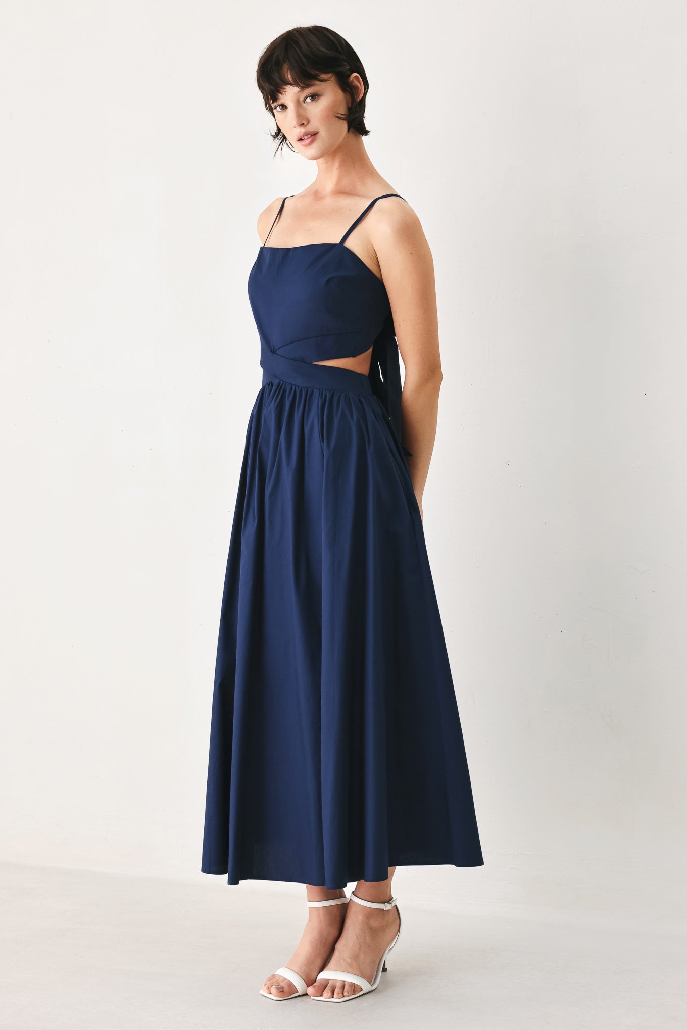 THE RIVIERA NIGHTS WOVEN MIDI DRESS