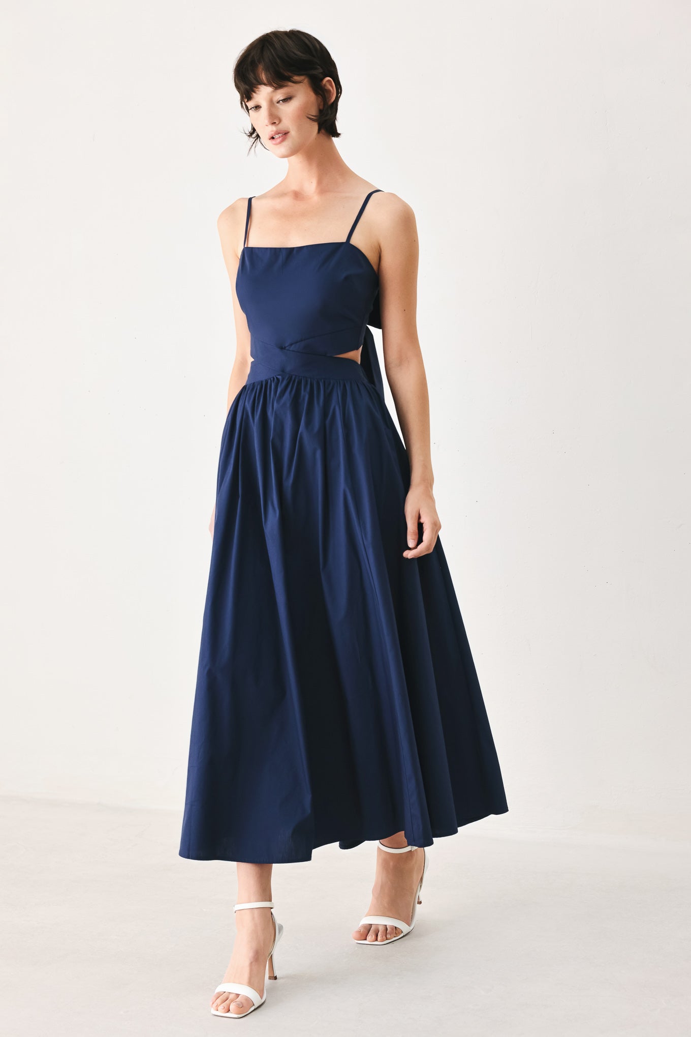 THE RIVIERA NIGHTS WOVEN MIDI DRESS