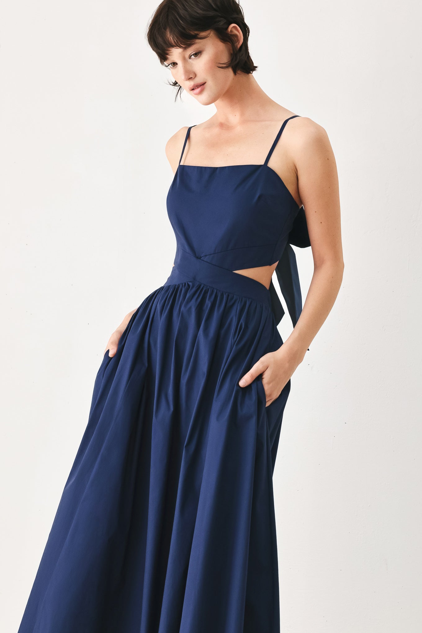 THE RIVIERA NIGHTS WOVEN MIDI DRESS