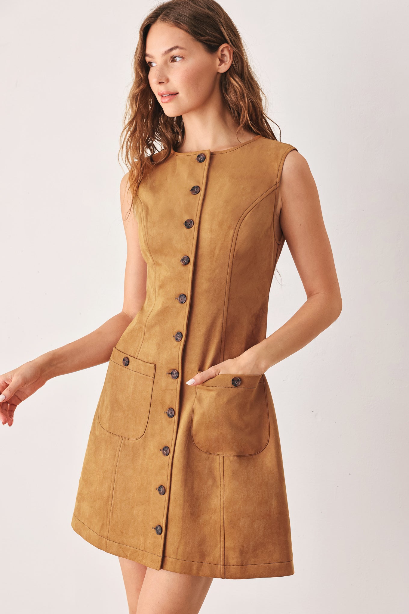 MAPLE FAUX SUEDE MINI DRESS