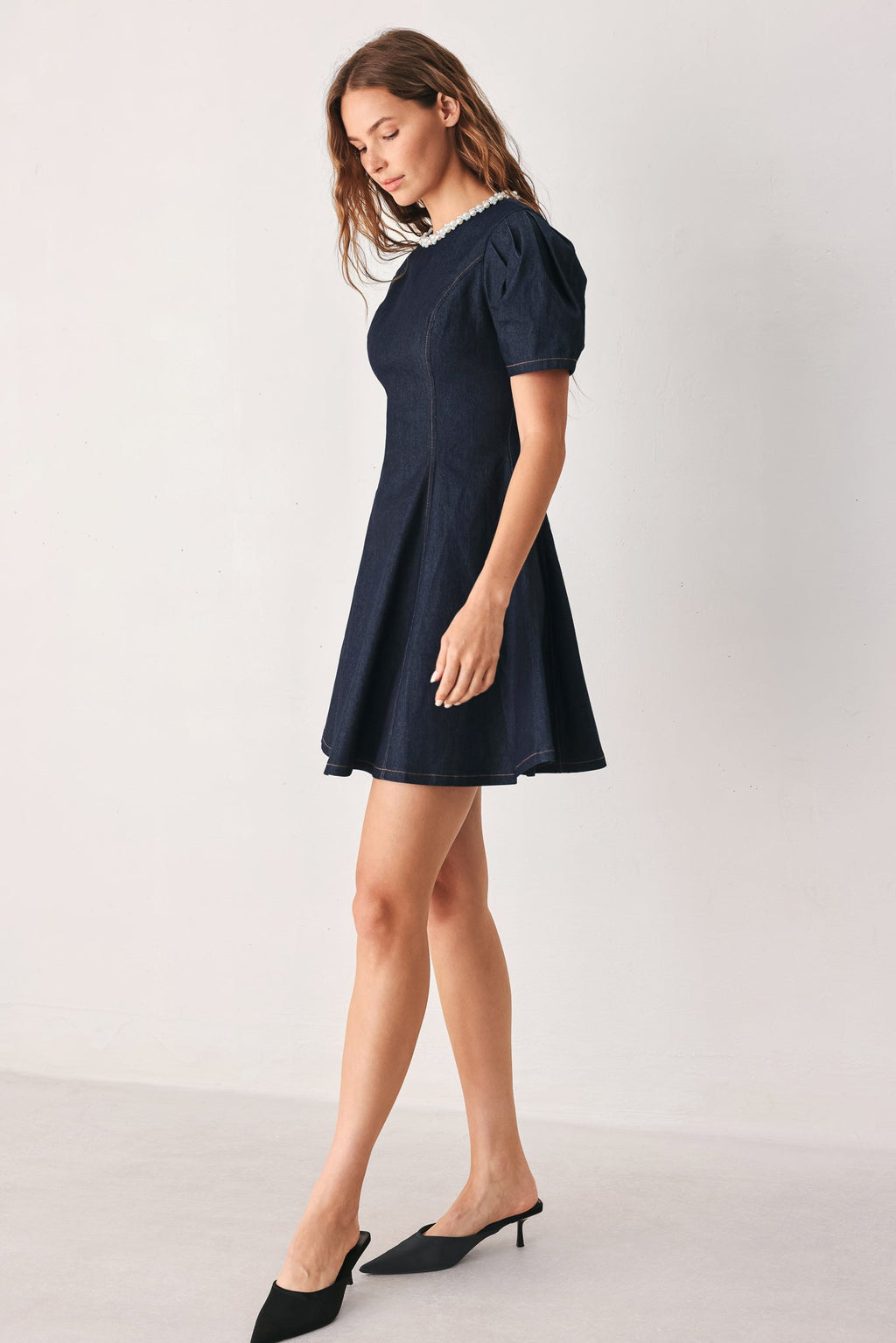 SWEET INDIGO DENIM MINI DRESS