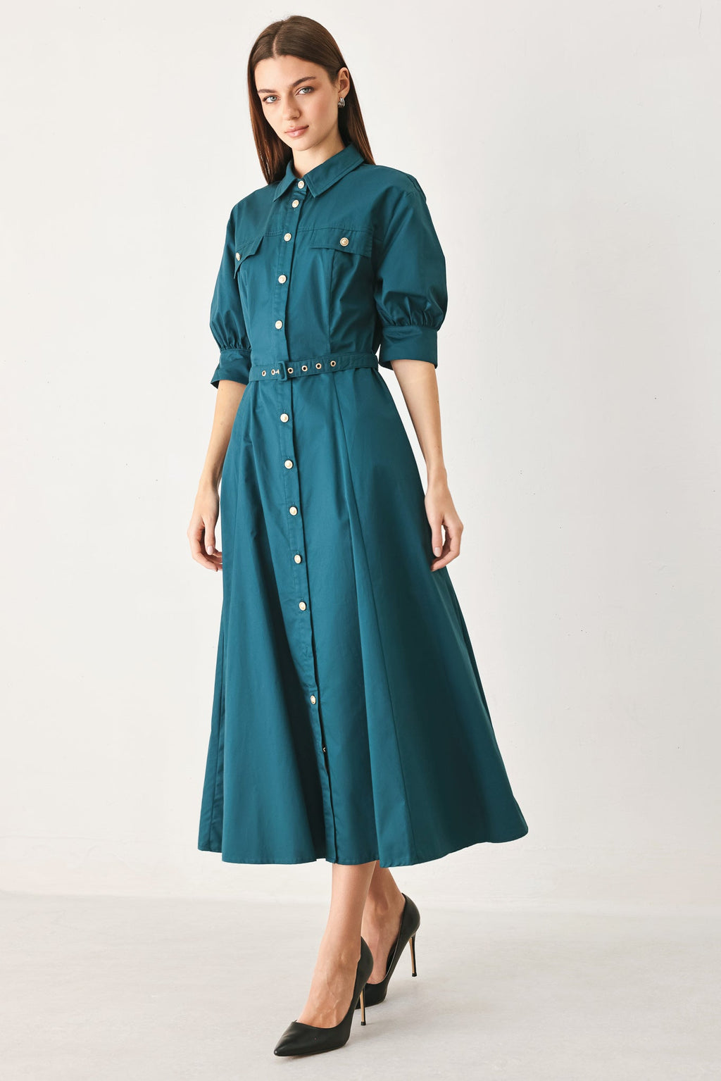 EVERYDAY TAILORED WOVEN MIDI DRESS