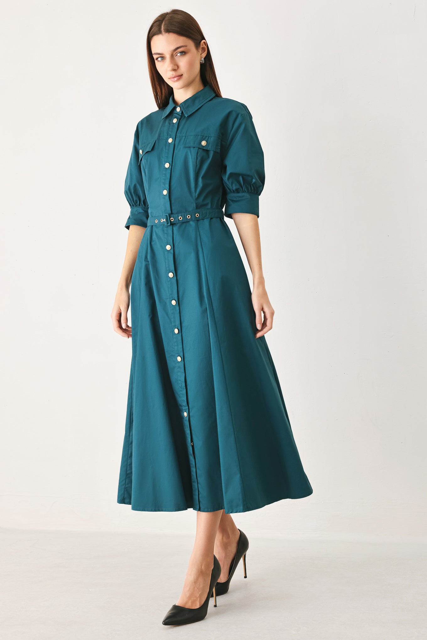 EVERYDAY TAILORED WOVEN MIDI DRESS