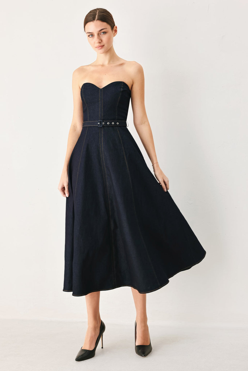 ICONIC INDIGO DENIM MIDI DRESS
