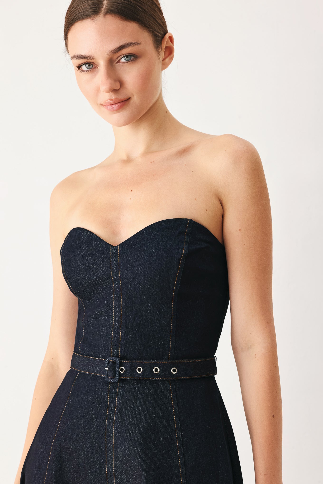 ICONIC INDIGO DENIM MIDI DRESS