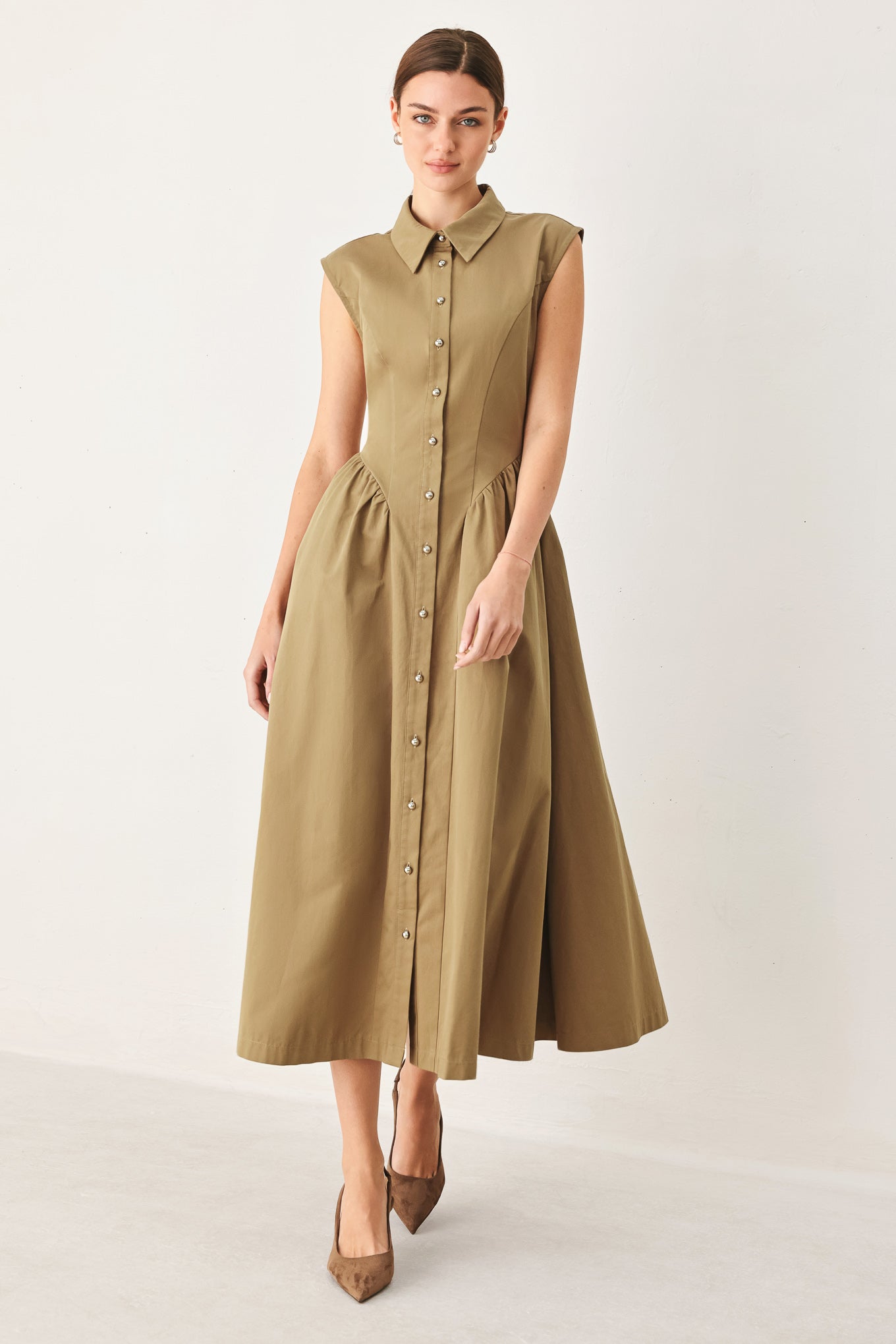 MOCHA MUSE WOVEN MIDI DRESS