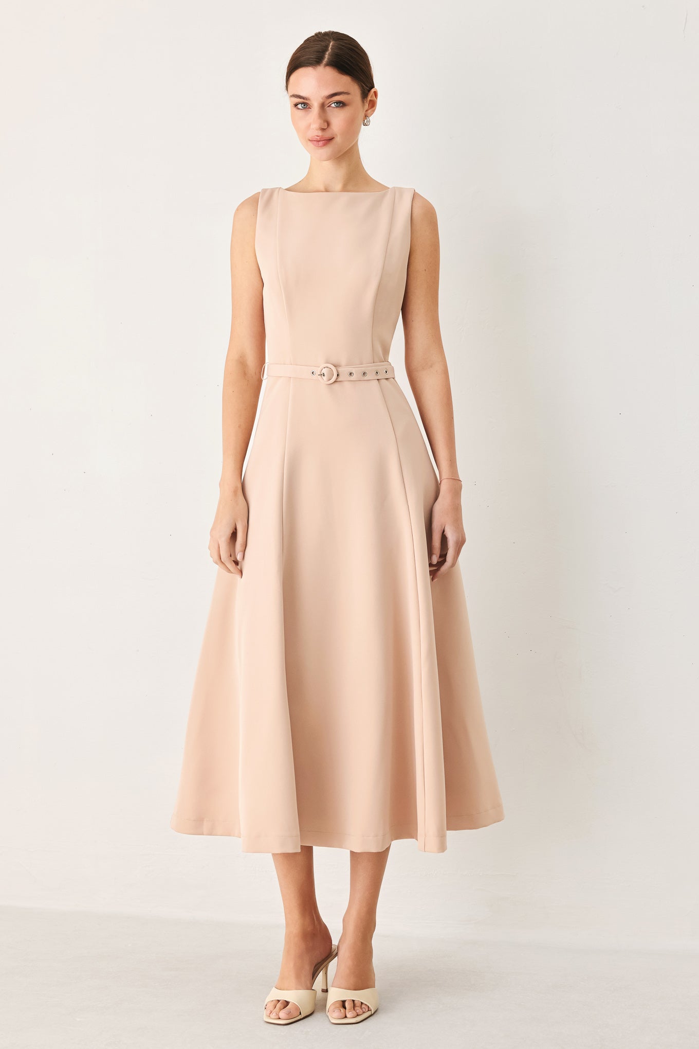 BLUSH HOUR WOVEN MIDI DRESS