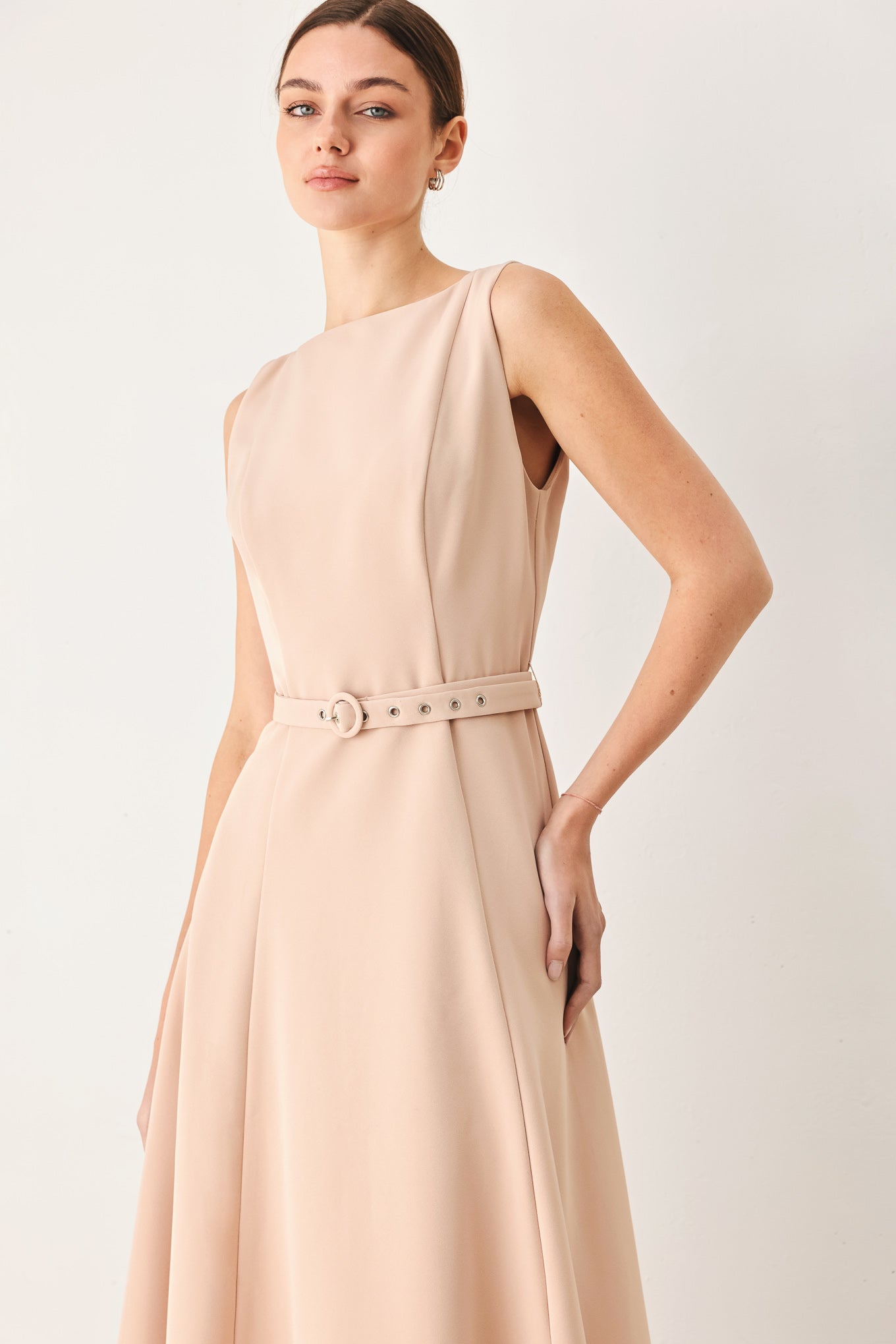 BLUSH HOUR WOVEN MIDI DRESS