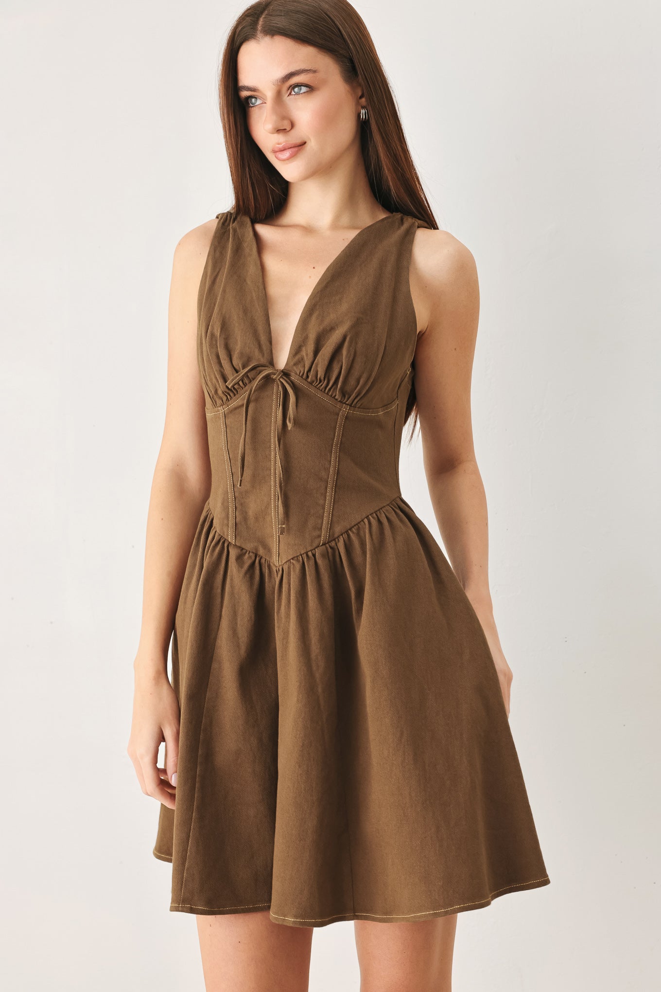 WALNUT ROMANCE WOVEN MINI DRESS