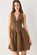 WALNUT ROMANCE WOVEN MINI DRESS