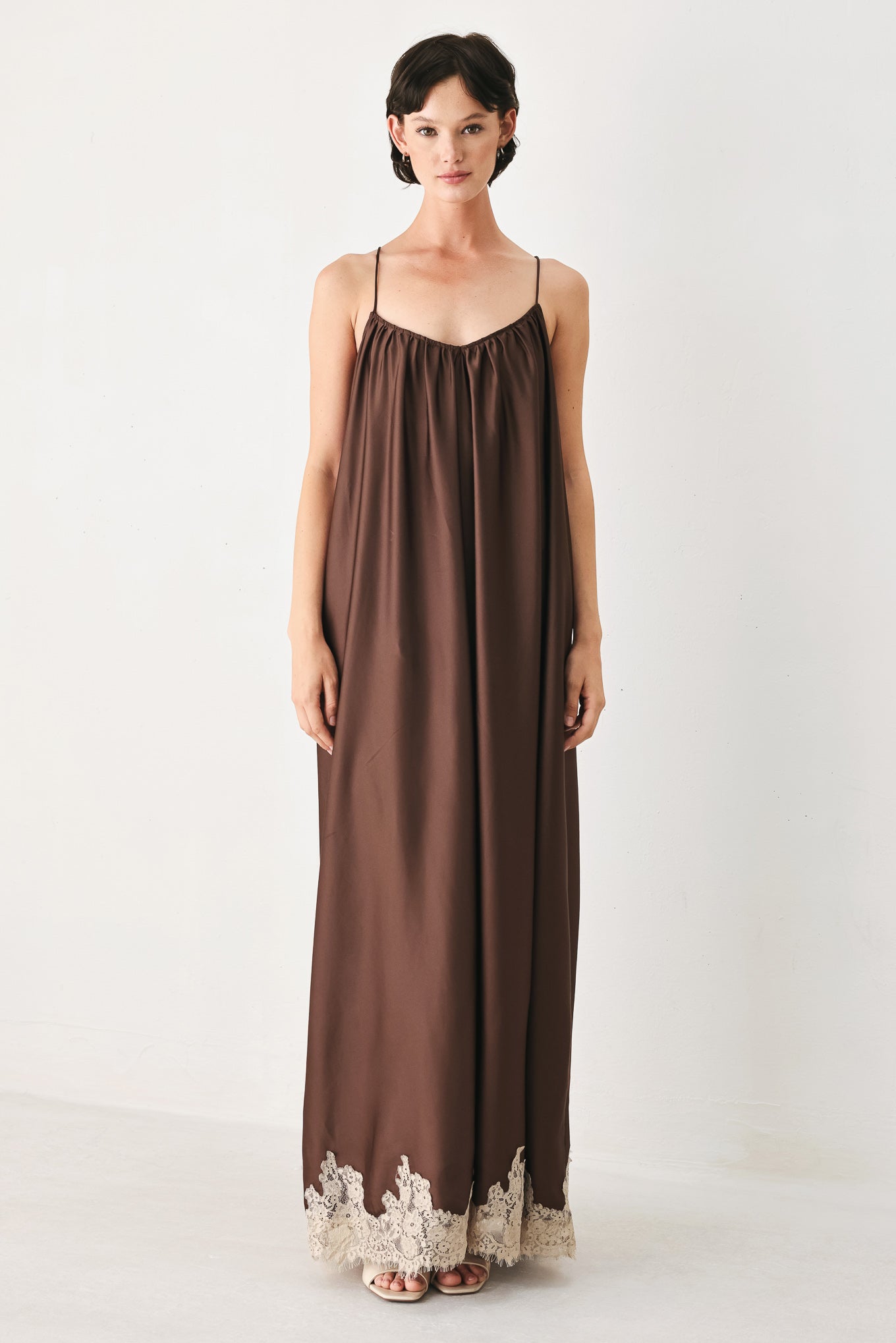 TRUFFLE DREAM WOVEN MIDI SLIP DRESS