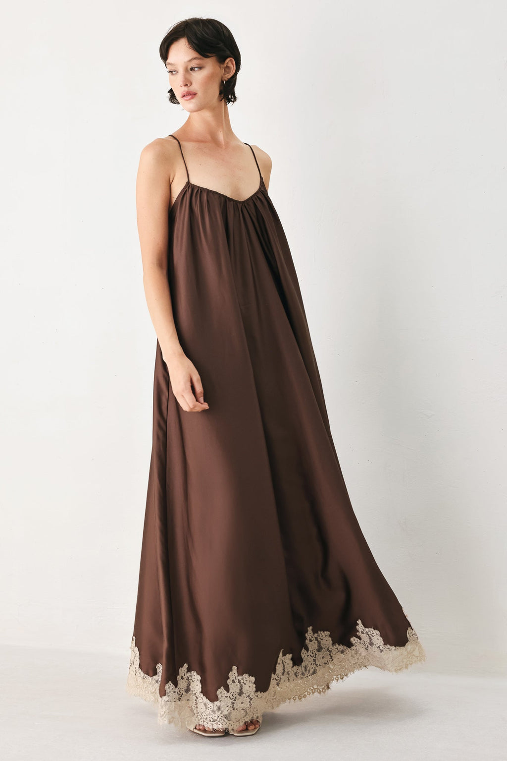 TRUFFLE DREAM WOVEN MIDI SLIP DRESS
