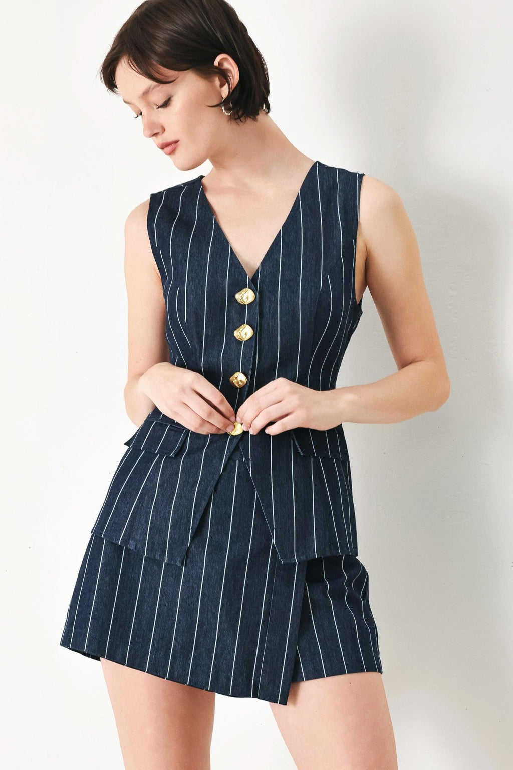 BOSS BABE STRIP WOVEN VEST