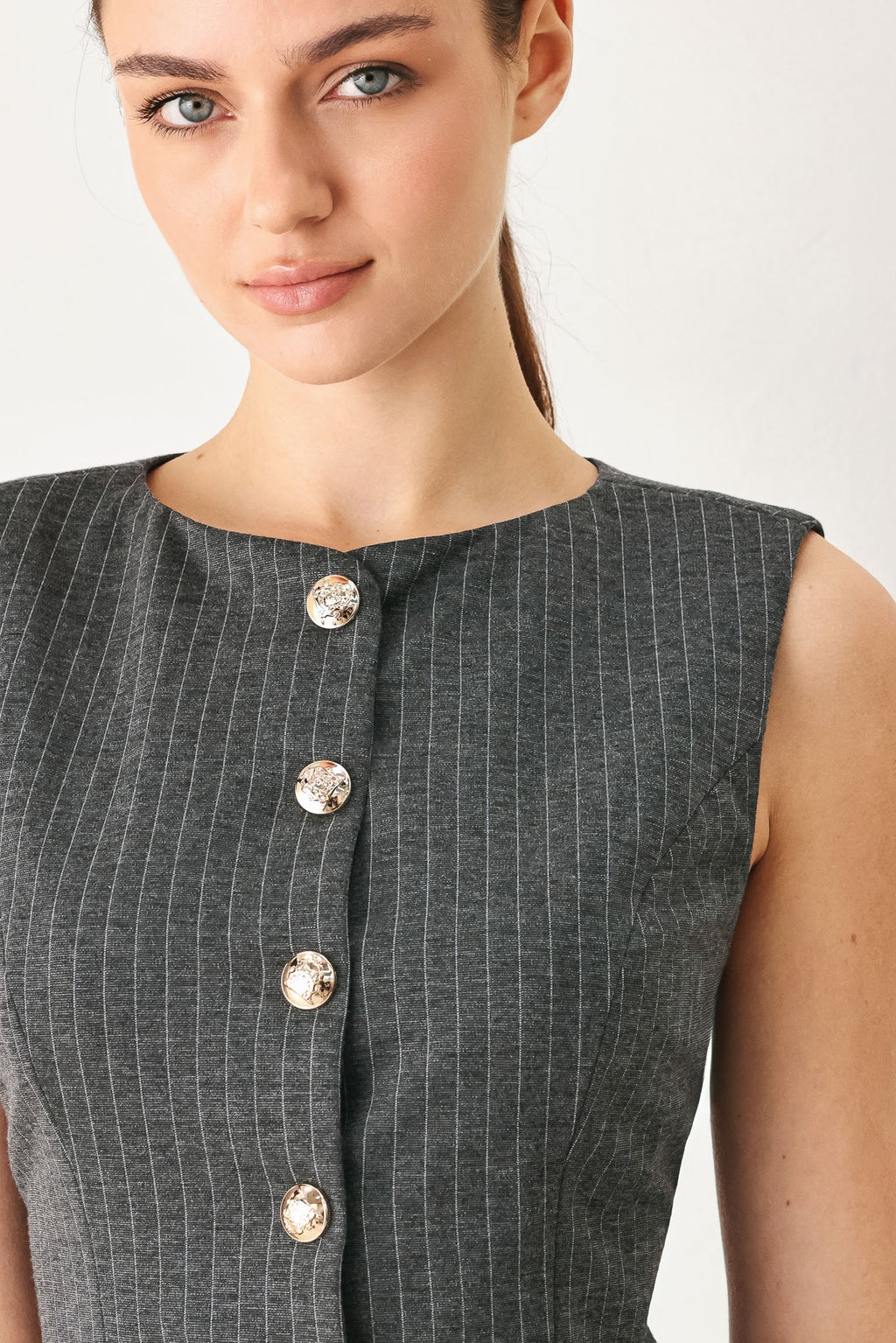 MODERN PINSTRIPE WOVEN VEST