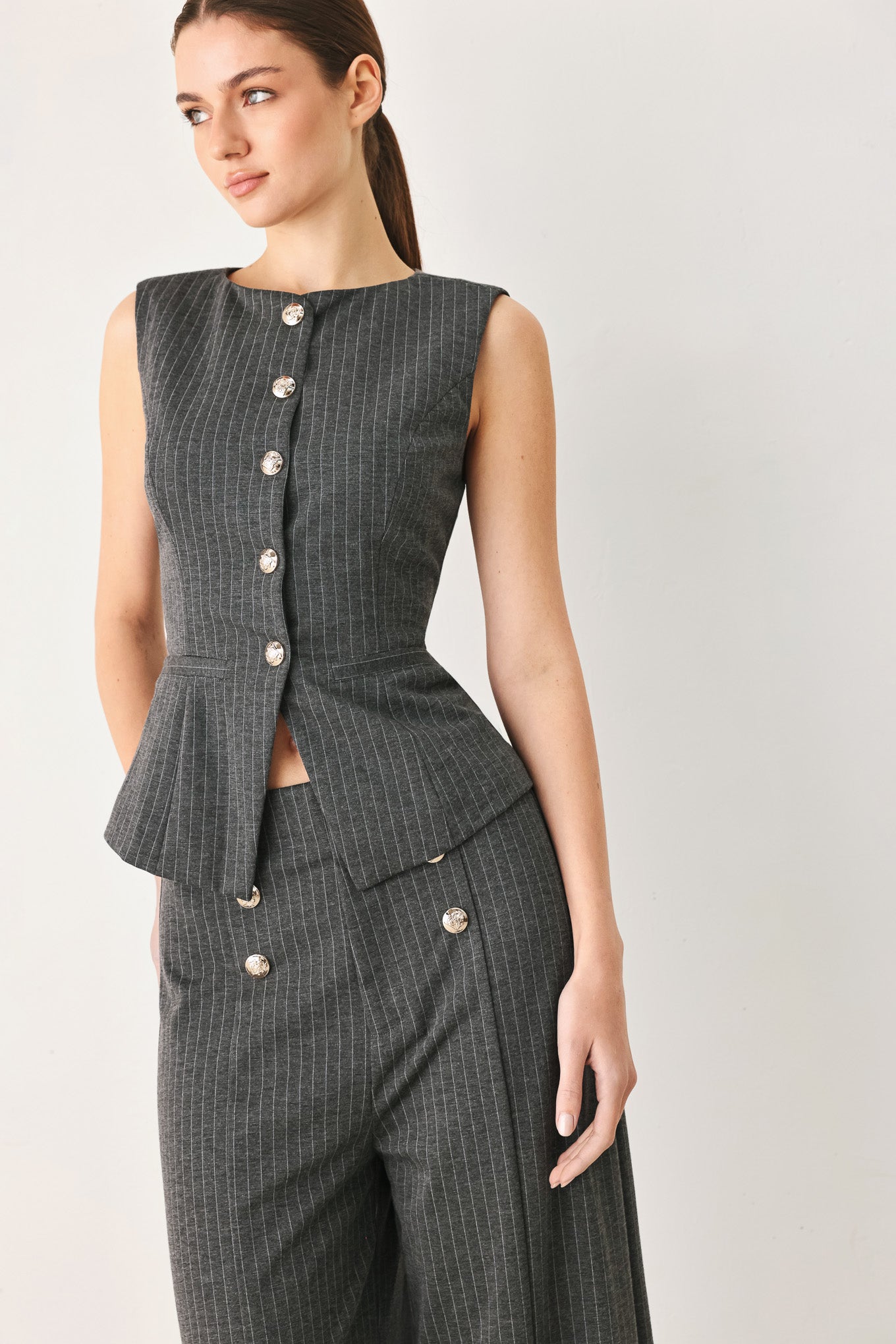 MODERN PINSTRIPE WOVEN VEST