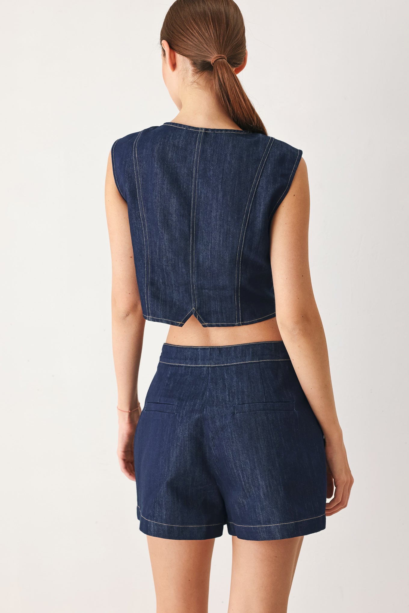ICONIC INDIGO DENIM CROP VEST