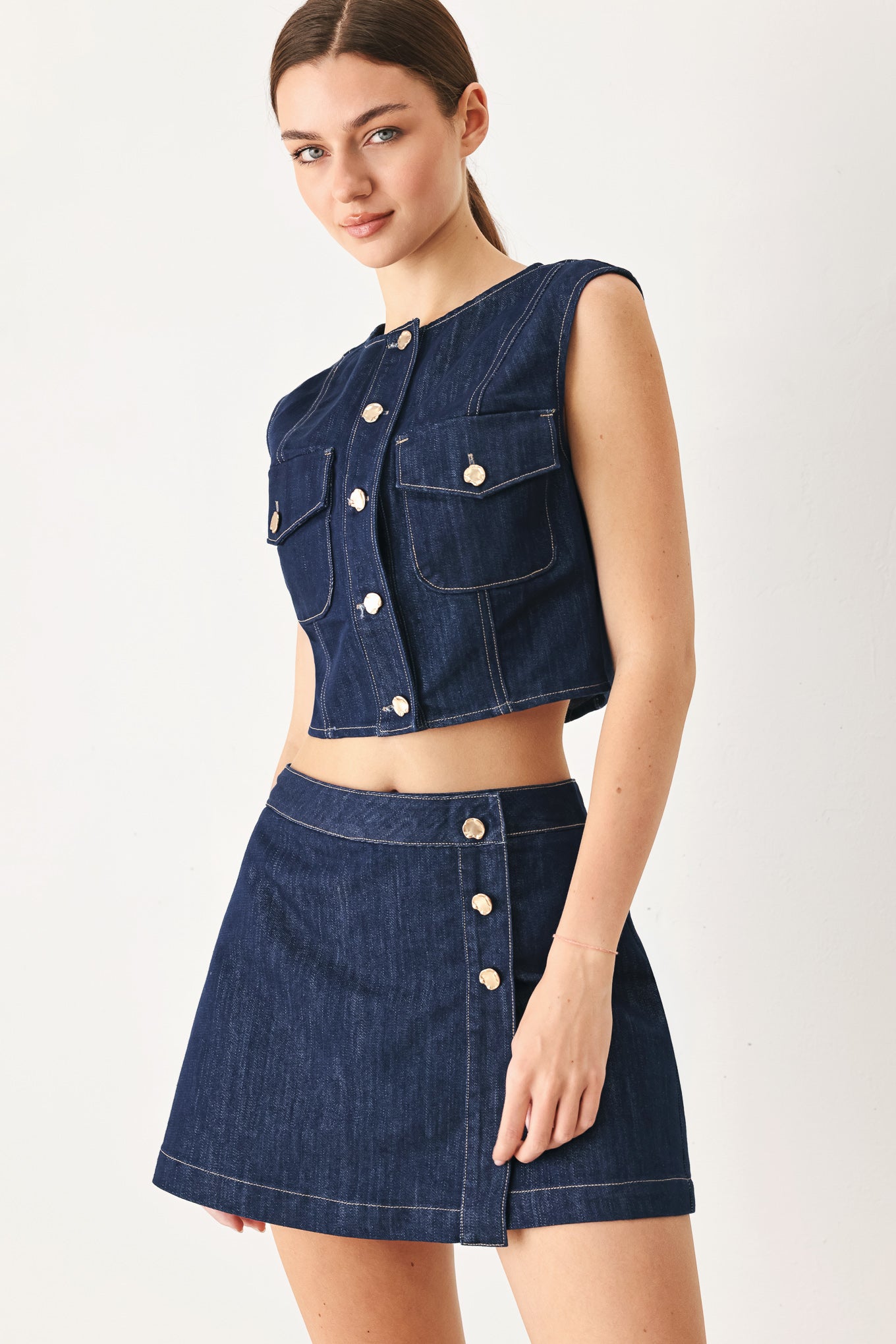 ICONIC INDIGO DENIM CROP VEST