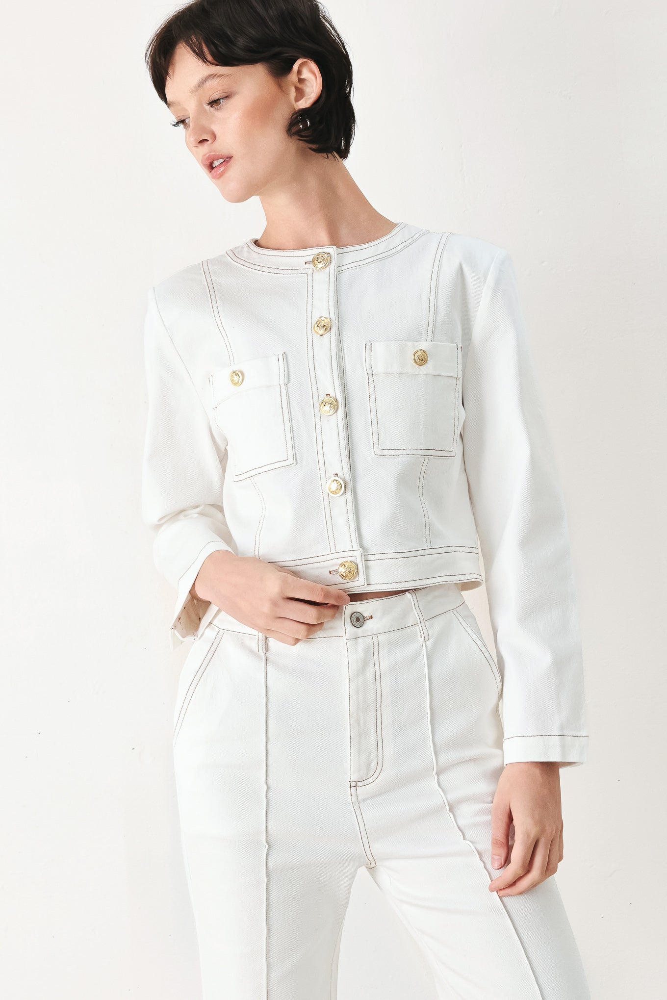 FIFTH STREET WOVEN CROP JACKET