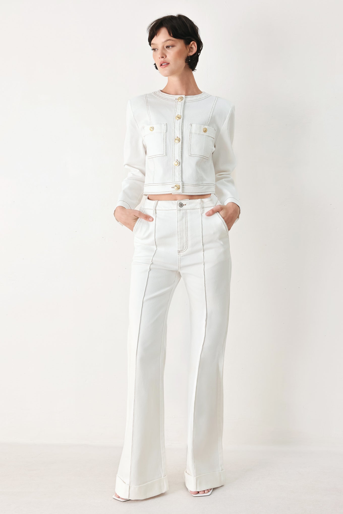 FIFTH STREET WOVEN CROP JACKET