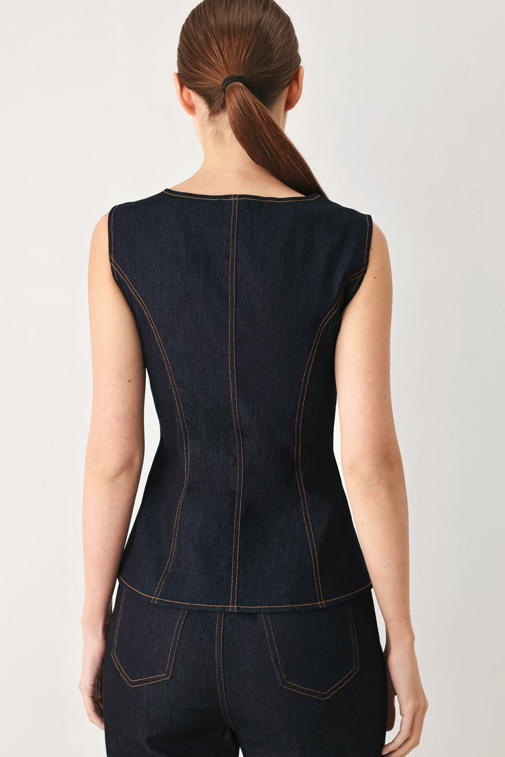 CONTRAST STITCH DENIM VEST