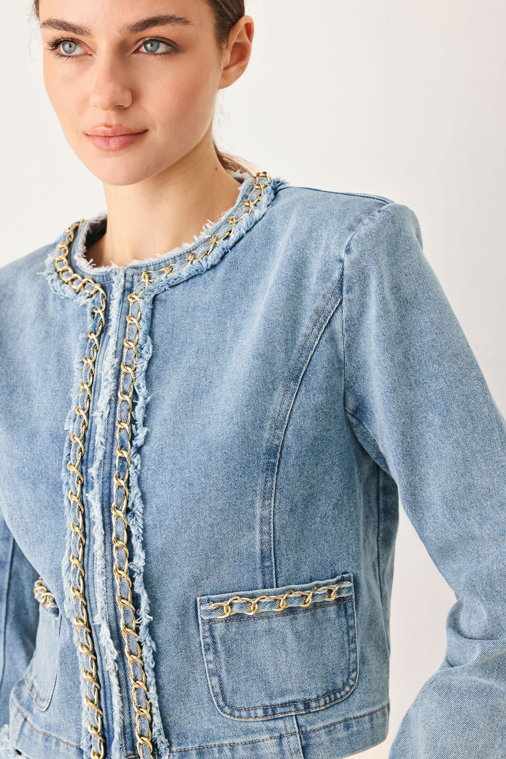 SKYWARD LINKED DENIM CROP JACKET