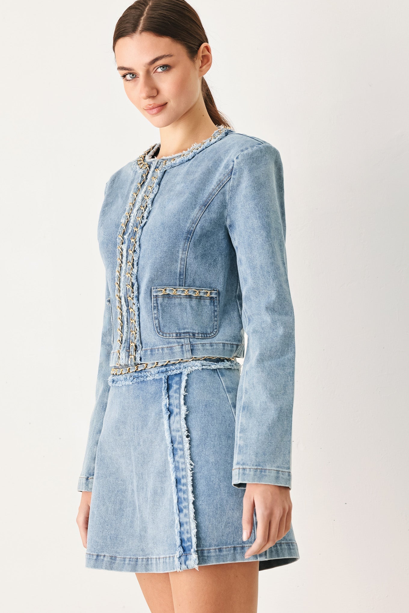 SKYWARD LINKED DENIM CROP JACKET