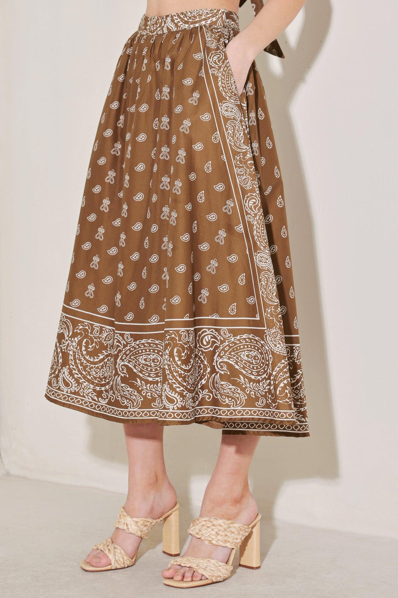 THE MORE THE MERRIER WOVEN FULL MIDI SKIRT
