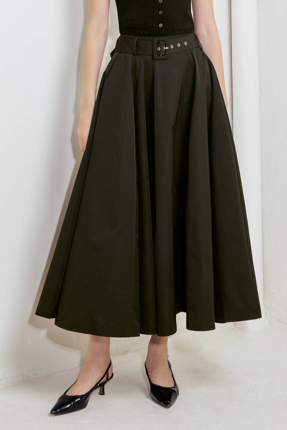 ROUGE ALLURE WOVEN FULL MIDI SKIRT