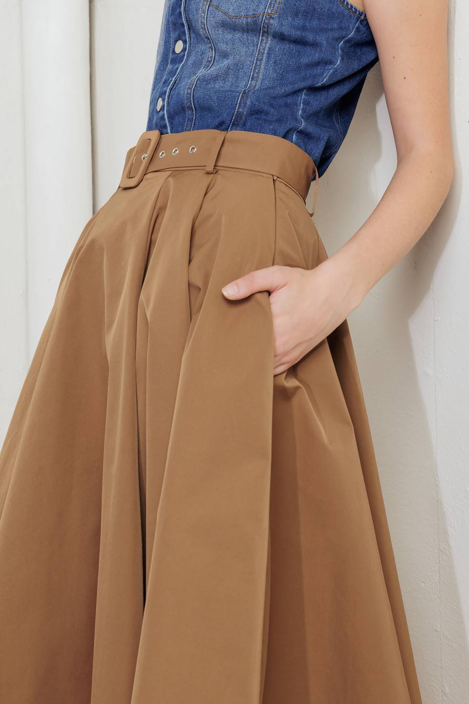ROUGE ALLURE WOVEN FULL MIDI SKIRT
