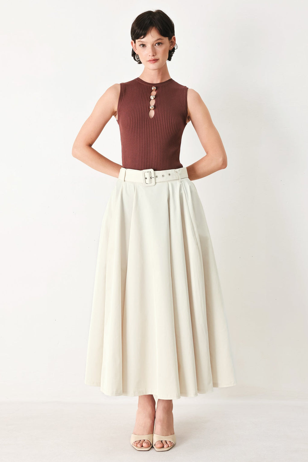 ROUGE ALLURE WOVEN FULL MIDI SKIRT