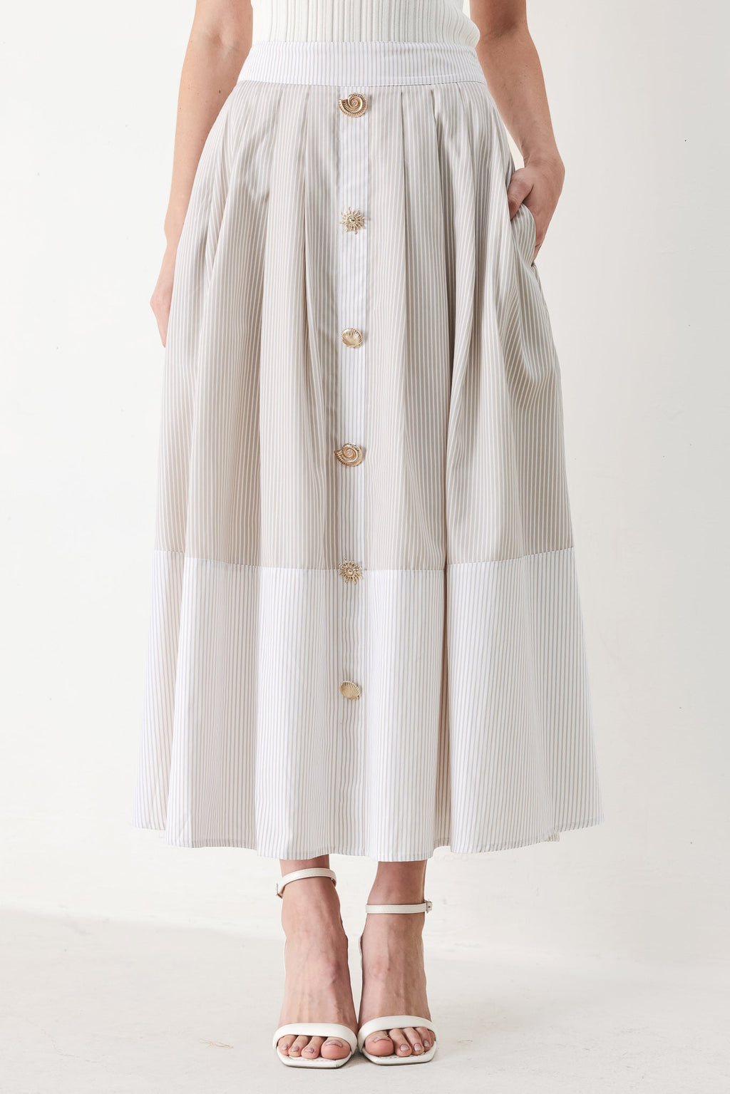 COASTAL LIGHT WOVEN MIDI SKIRT