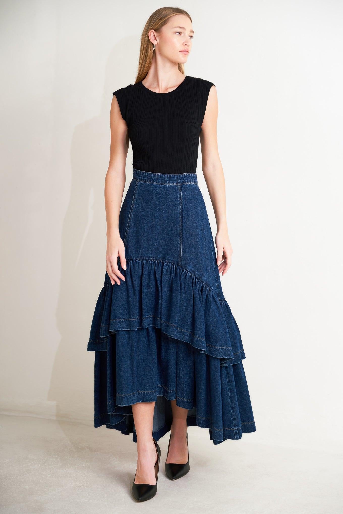 SUNDAY STROLL DENIM MAXI SKIRT