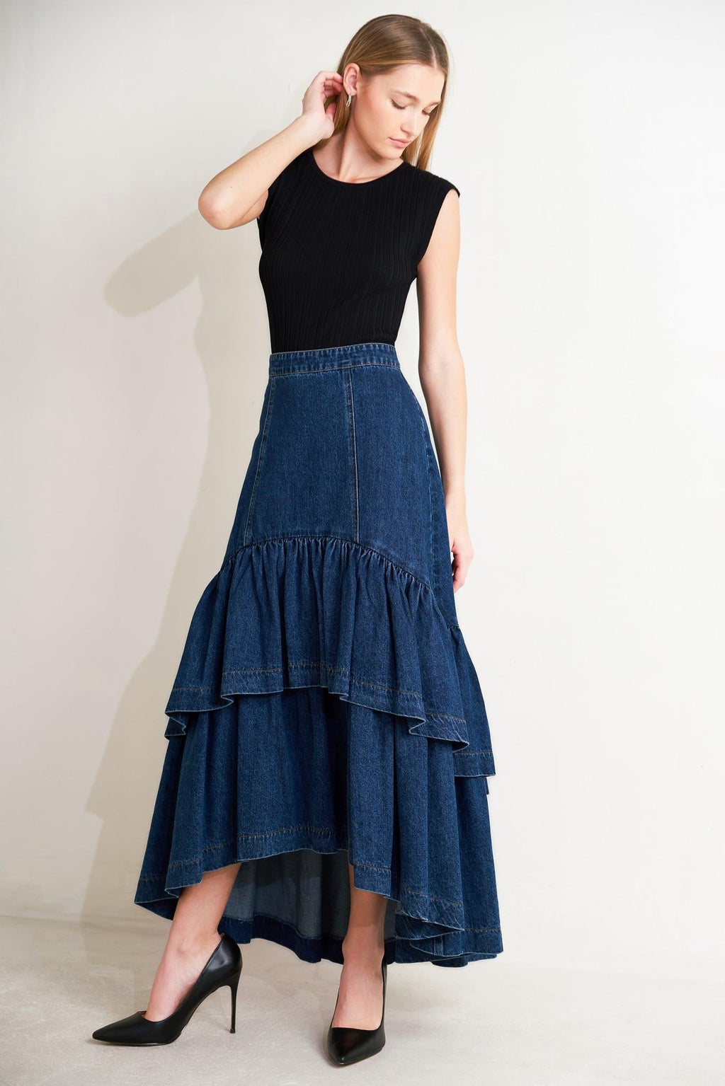 SUNDAY STROLL DENIM MAXI SKIRT