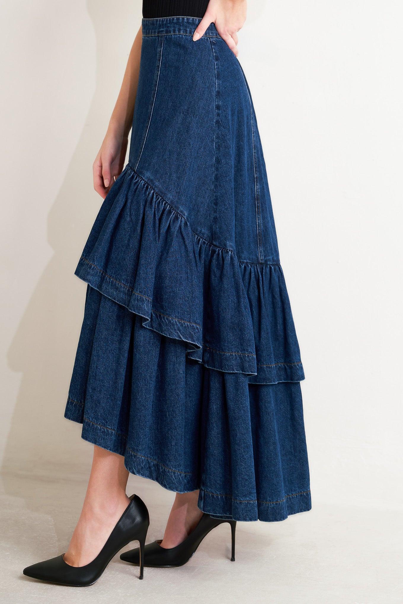 SUNDAY STROLL DENIM MAXI SKIRT
