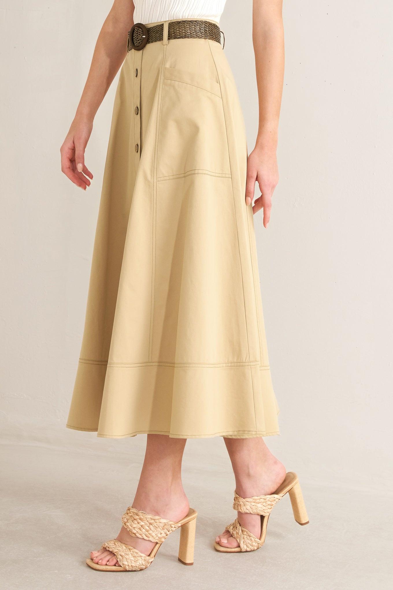 SAND BREEZE WOVEN MIDI SKIRT