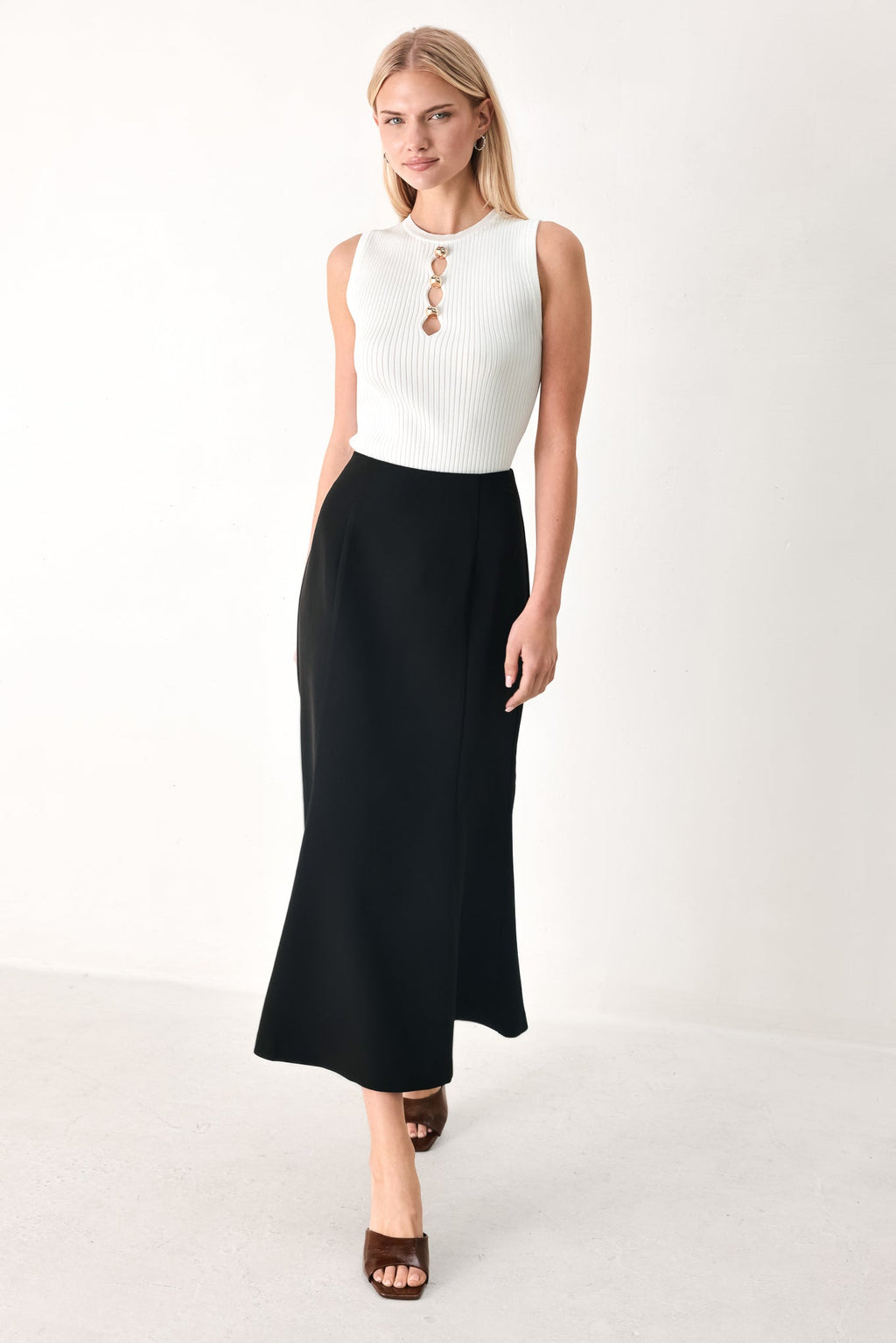 EVERYDAY PERFECTION WOVEN MIDI SKIRT