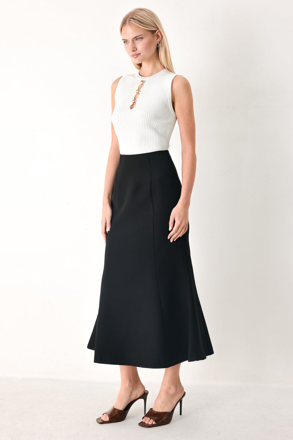 EVERYDAY PERFECTION WOVEN MIDI SKIRT