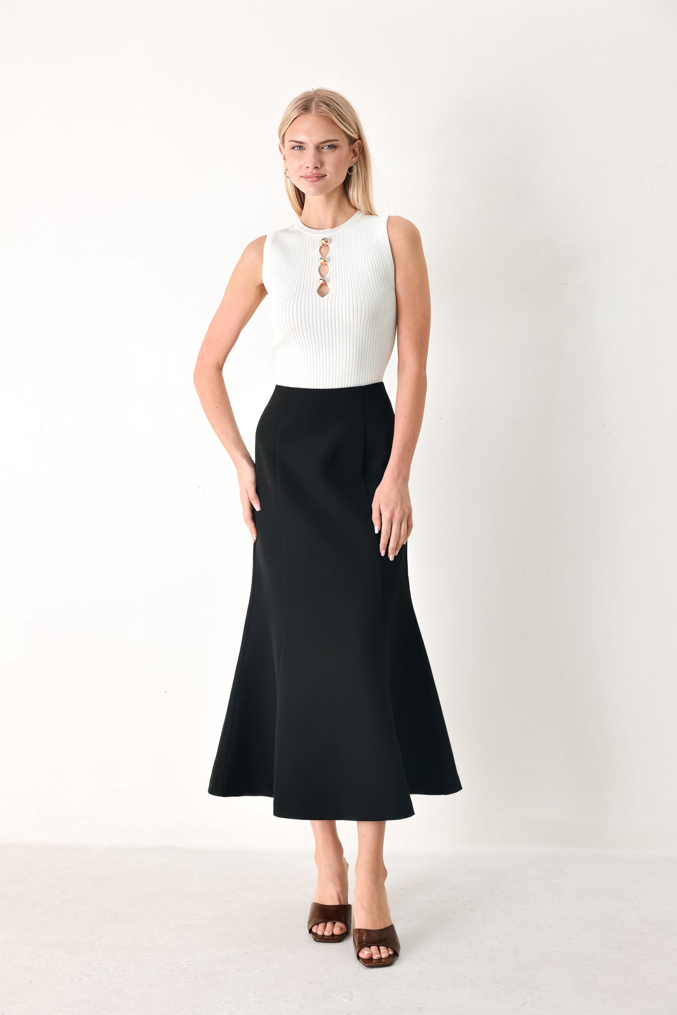 EVERYDAY PERFECTION WOVEN MIDI SKIRT