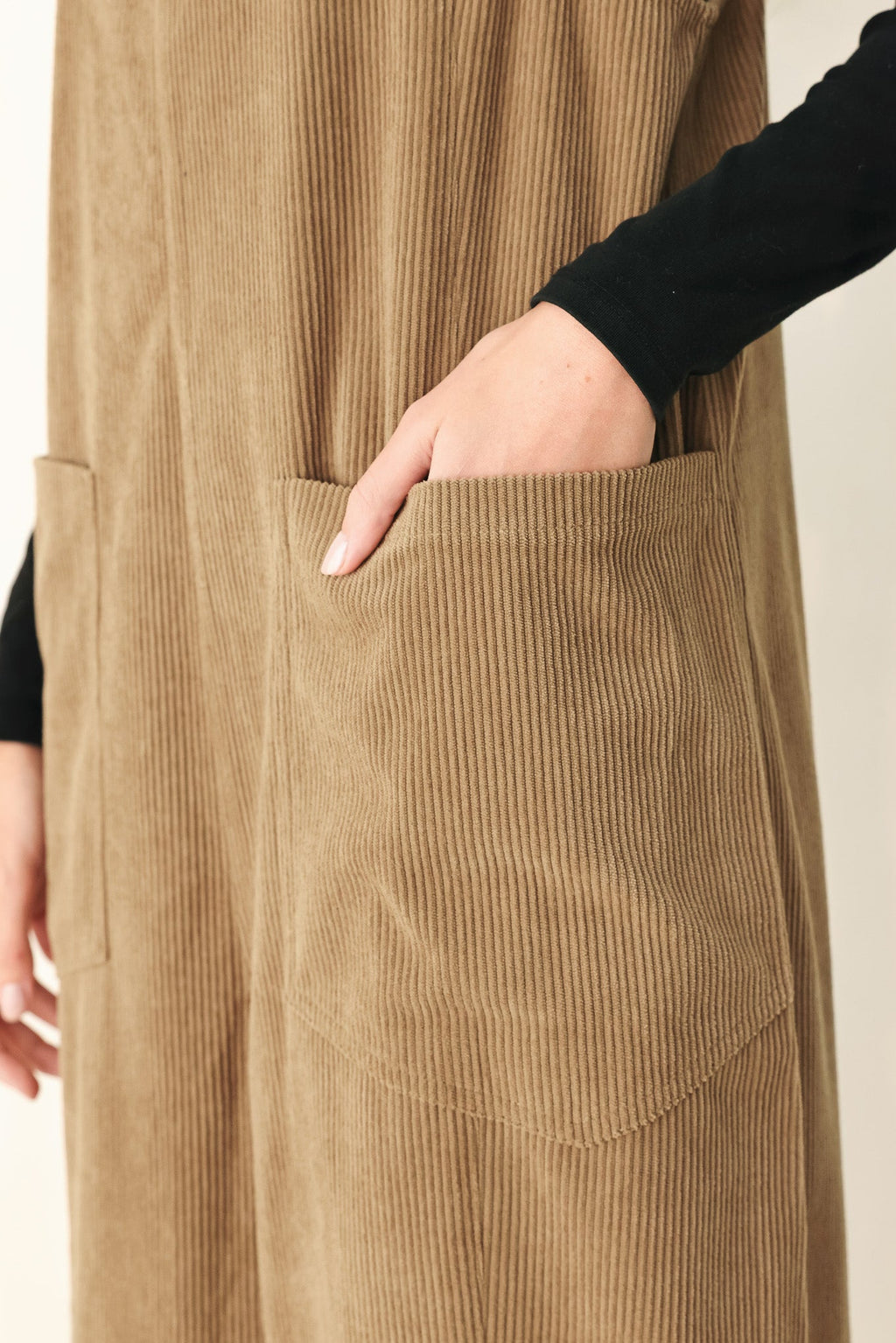 CARAMEL SLOUCHY CORDUROY JUMPSUIT