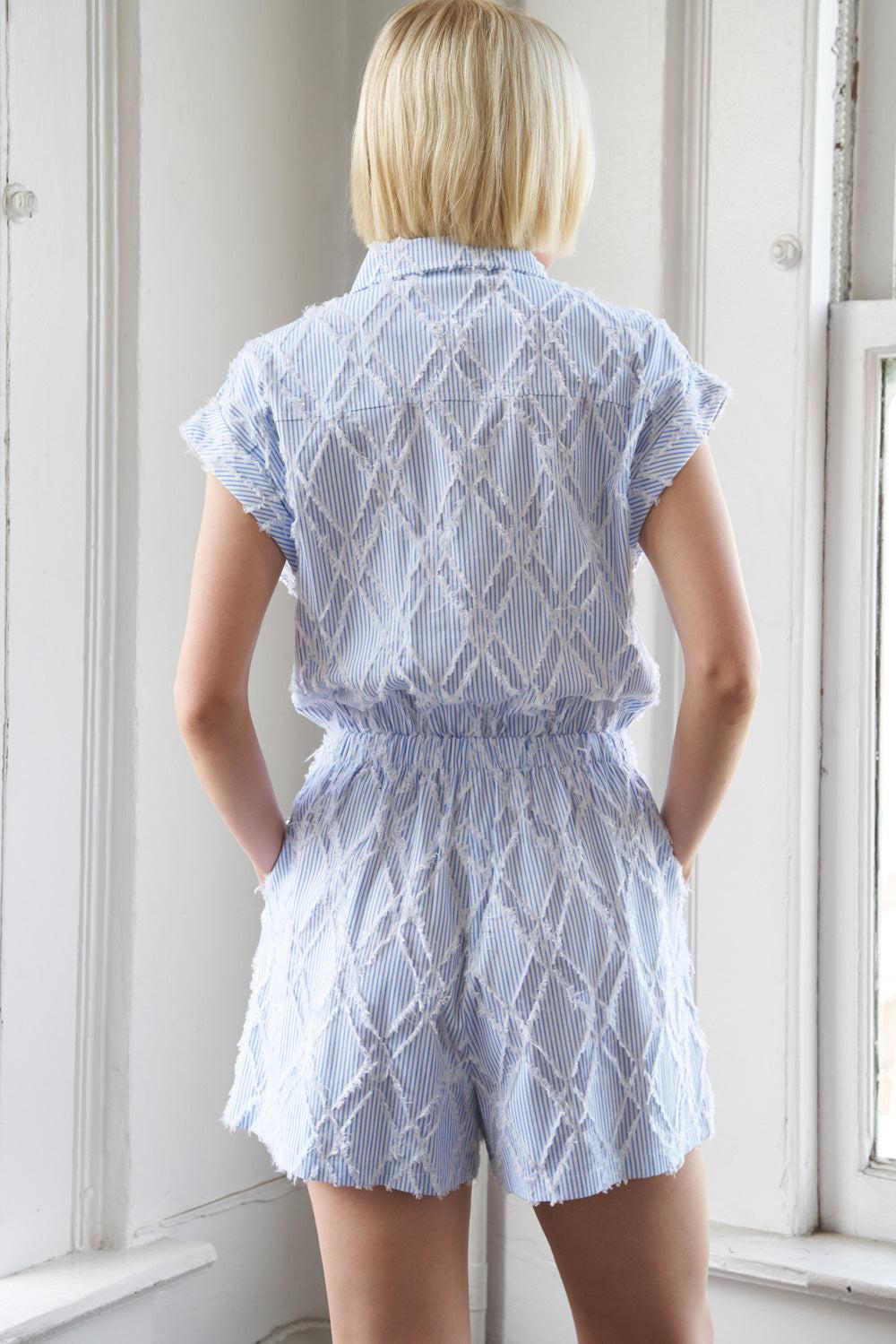 LOST IN THOUGHT WOVEN ROMPER