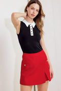 MELTED MARSHMALLOW RED WOVEN SKORT