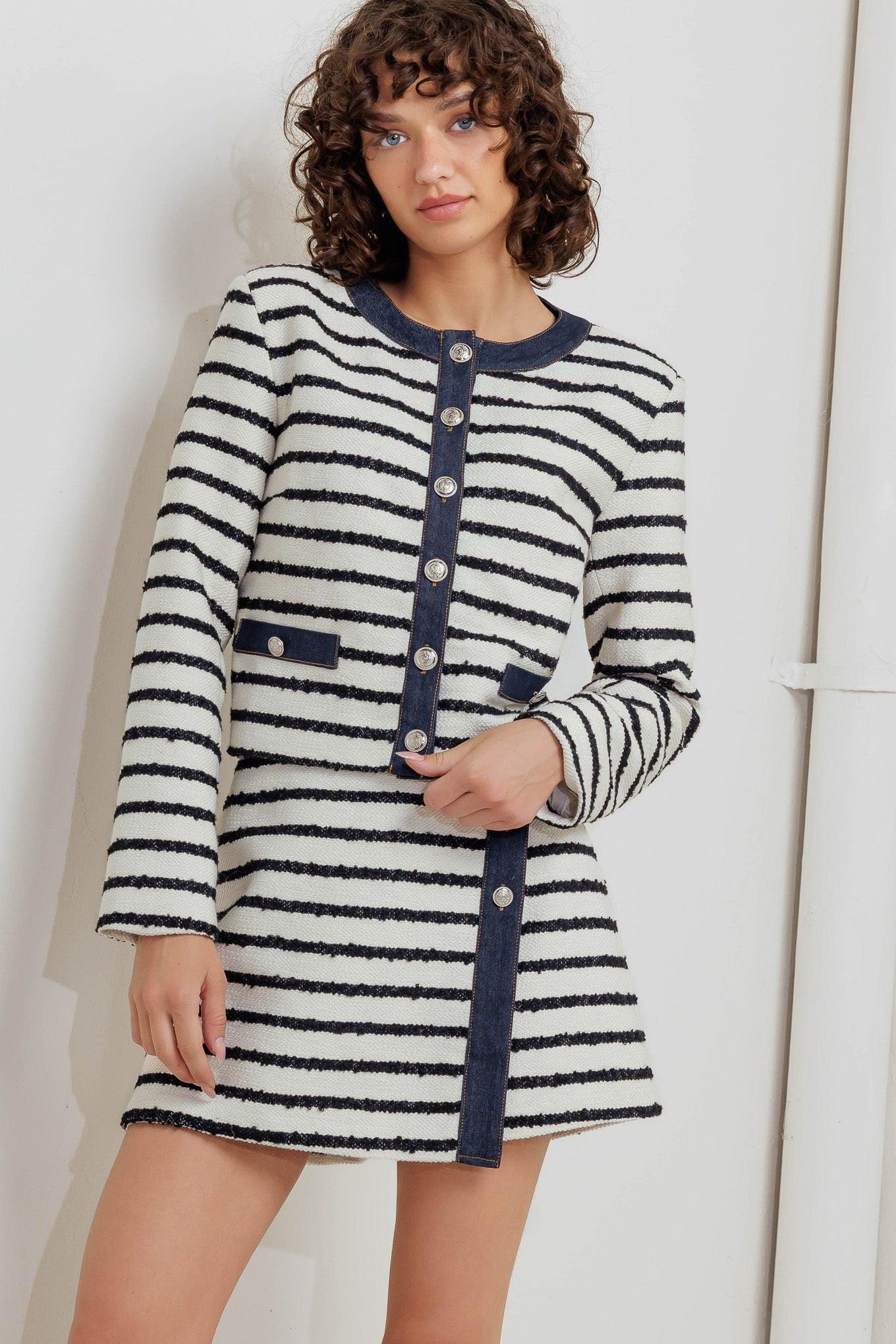 BONJOUR STRIPE WOVEN SKORT