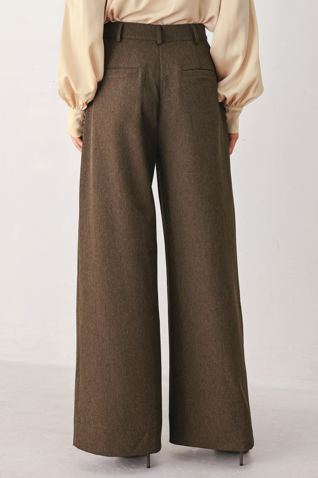 BISTRO BROWN WOVEN WIDE LEG PANT