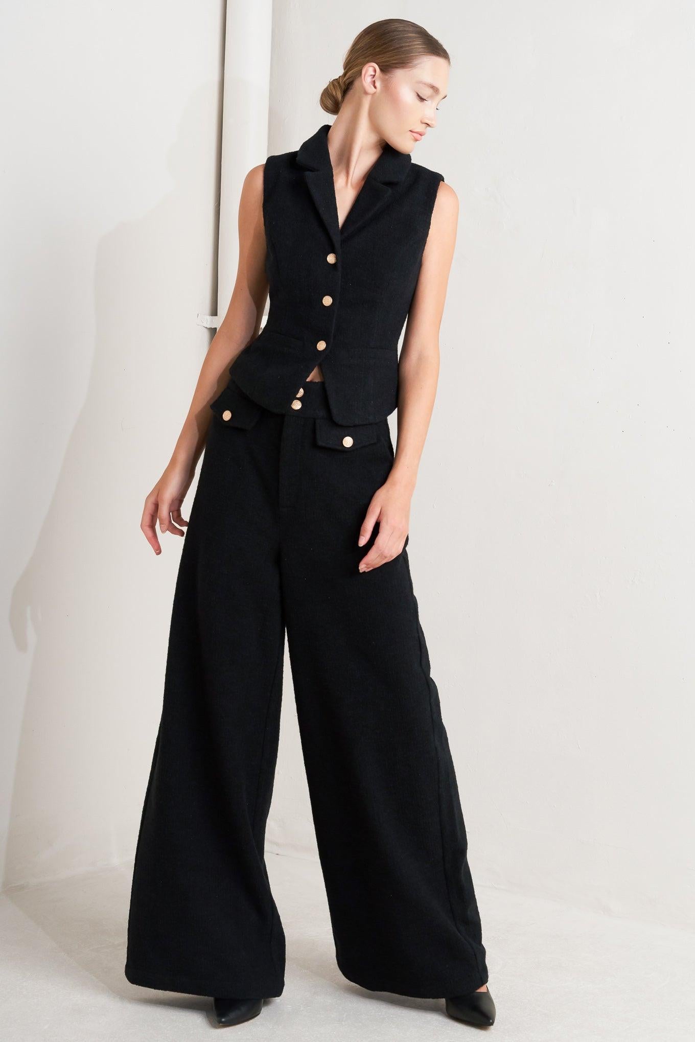 PRESTIGE VOLUME BLACK WOVEN PANTS