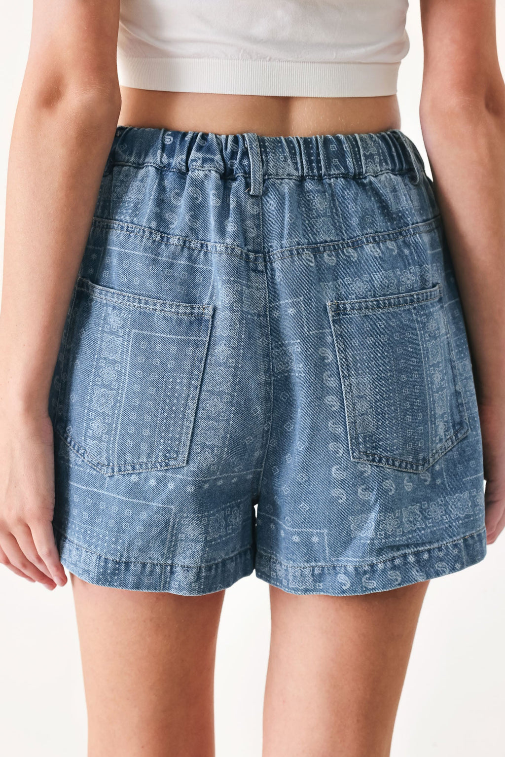 VINTAGE BANDANA DENIM SHORTS