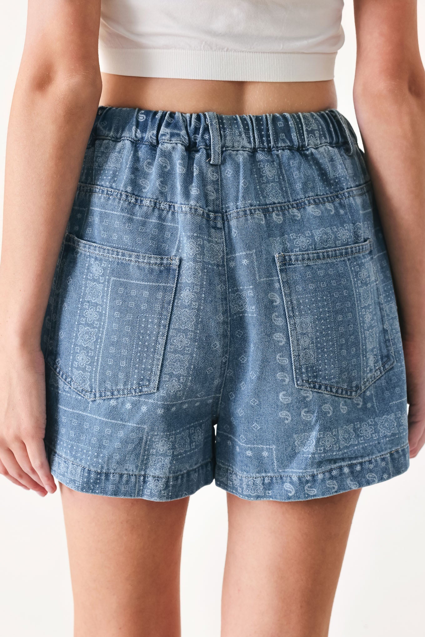 VINTAGE BANDANA DENIM SHORTS