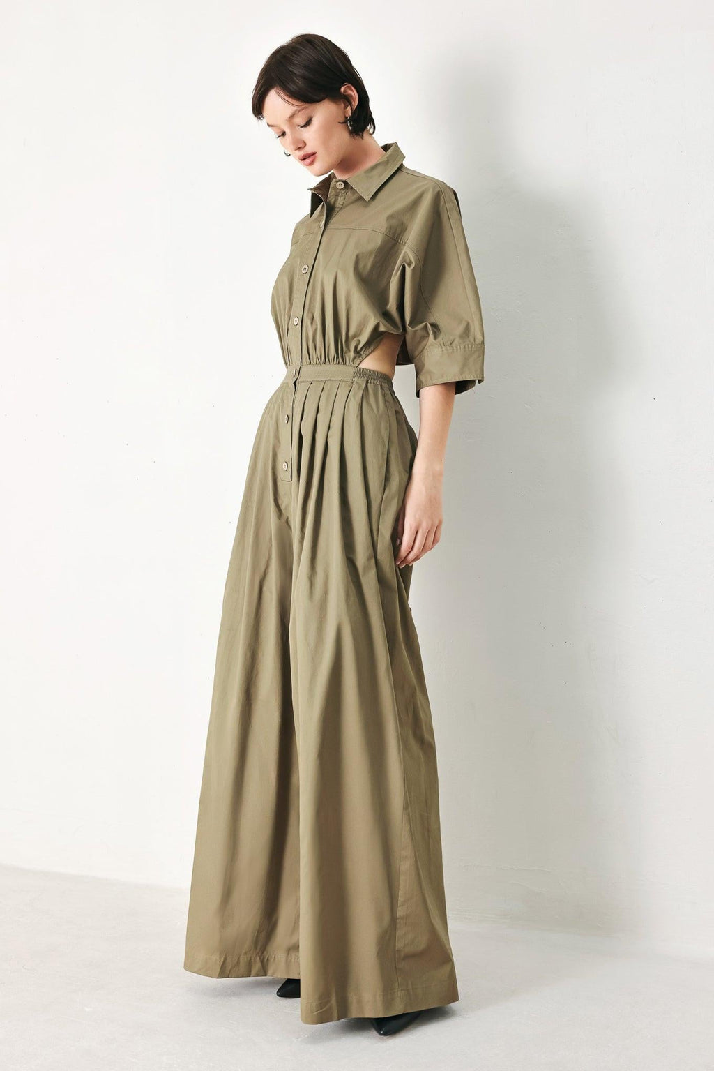 OLIVE DAYDREAM WOVEN JUMPSUIT
