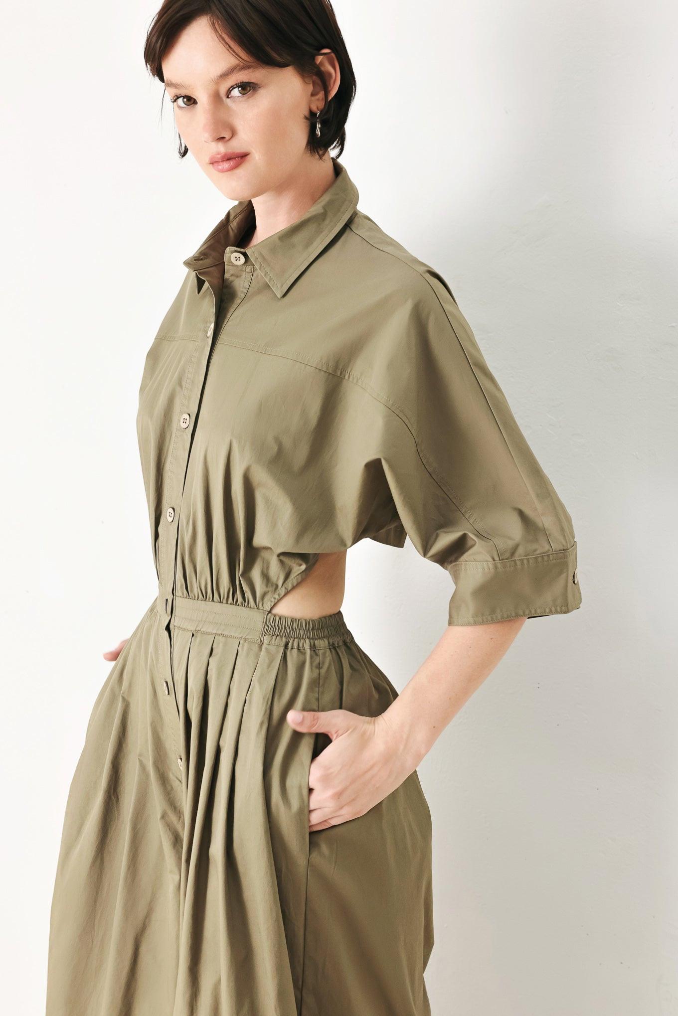OLIVE DAYDREAM WOVEN JUMPSUIT