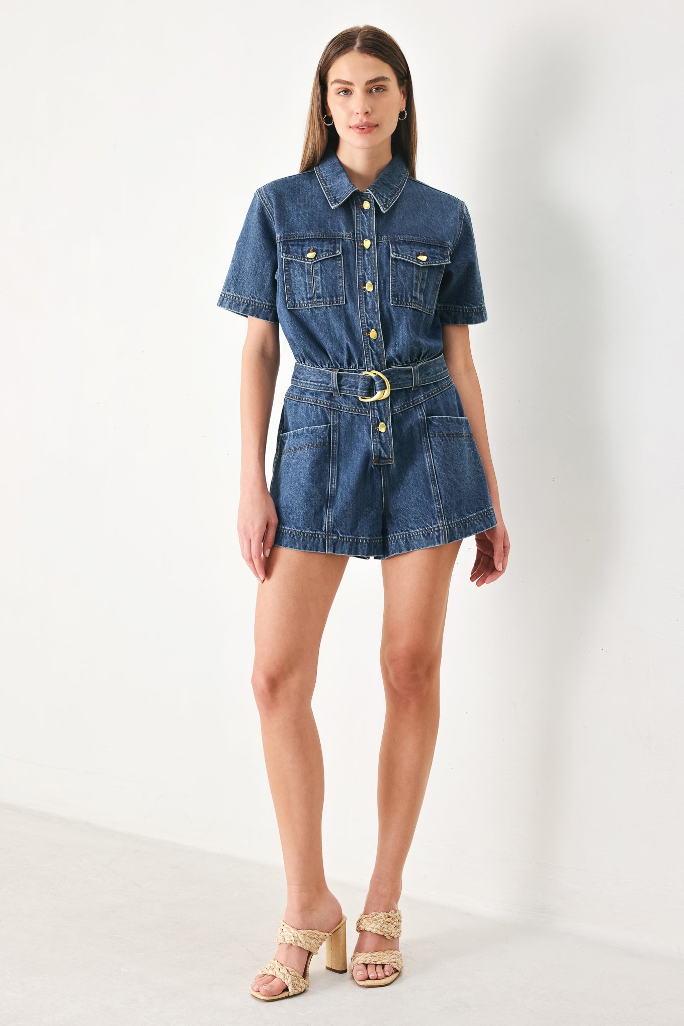 PLAY MODE DENIM ROMPER